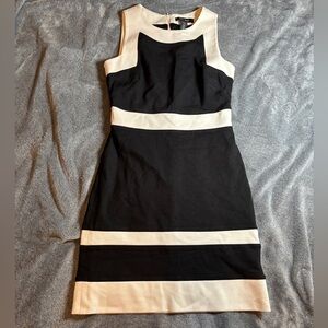 White House Black Market Black and white Midi Dress with bra strap holders
